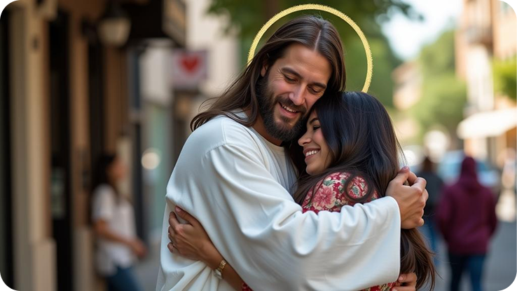 Share Faith and Inspire Others on Social Media by AI hugging jesus video