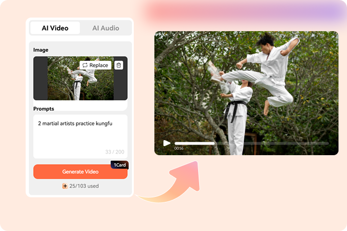 create AI kung fu video from image