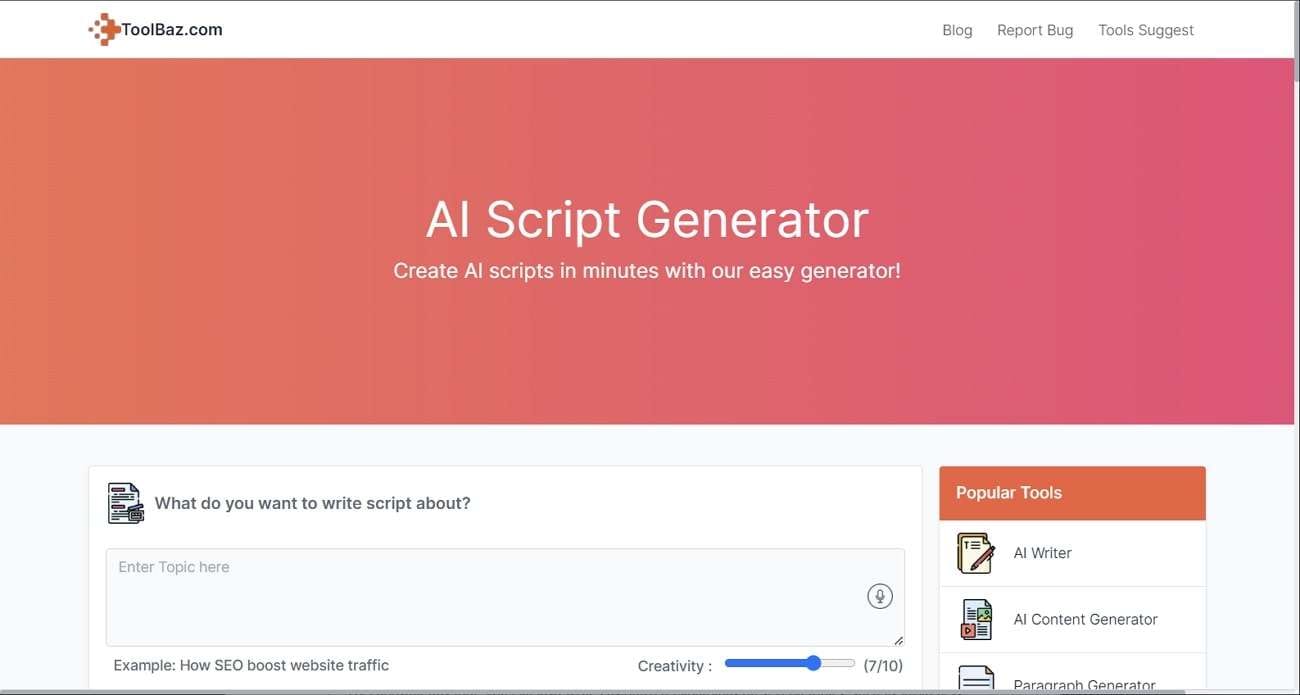 toolbaz ai script generator