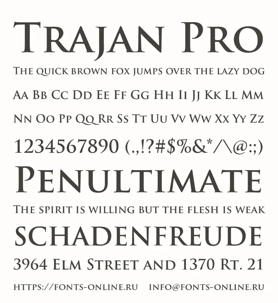 trajan font gaming projects