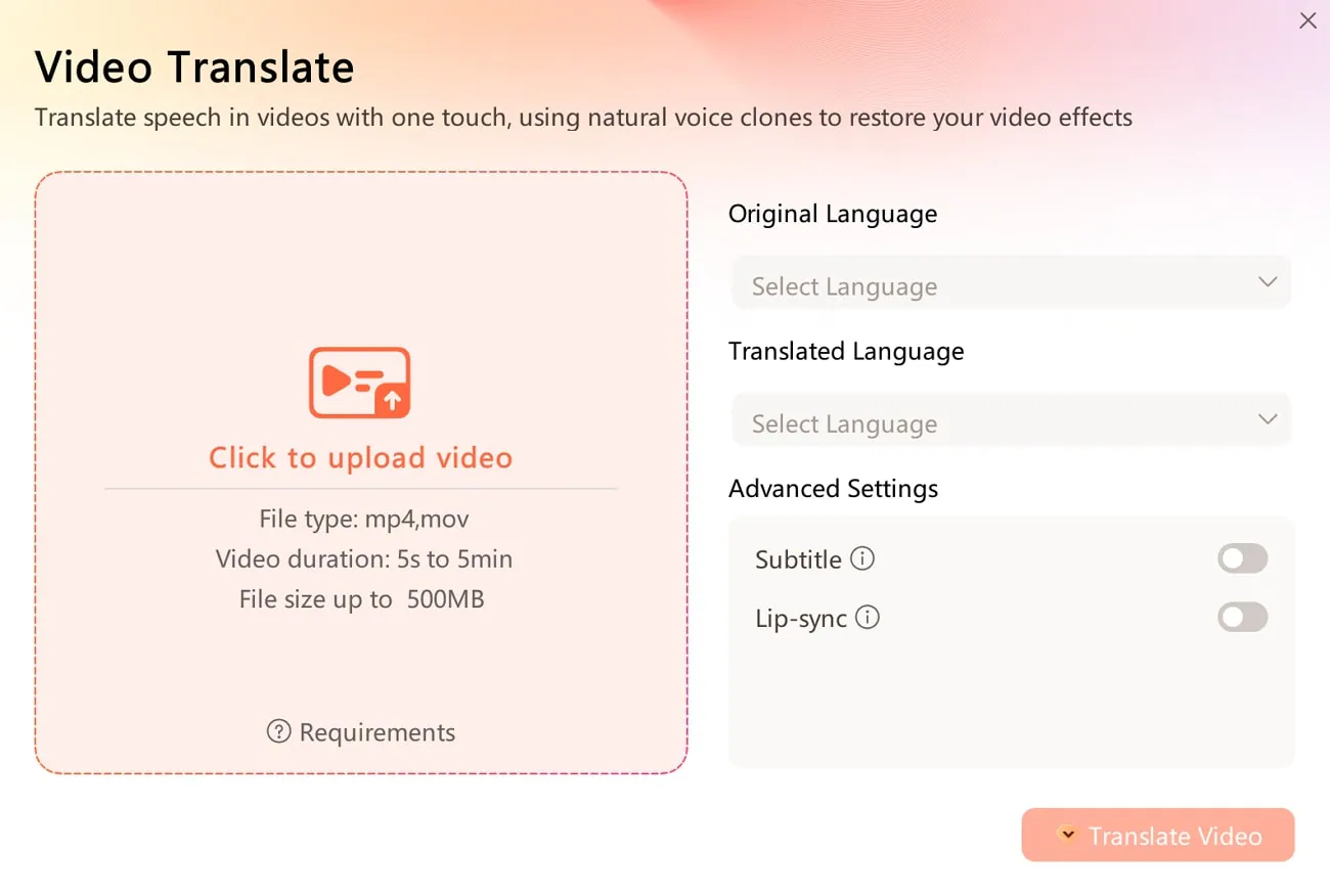 ai video translator virbo feature