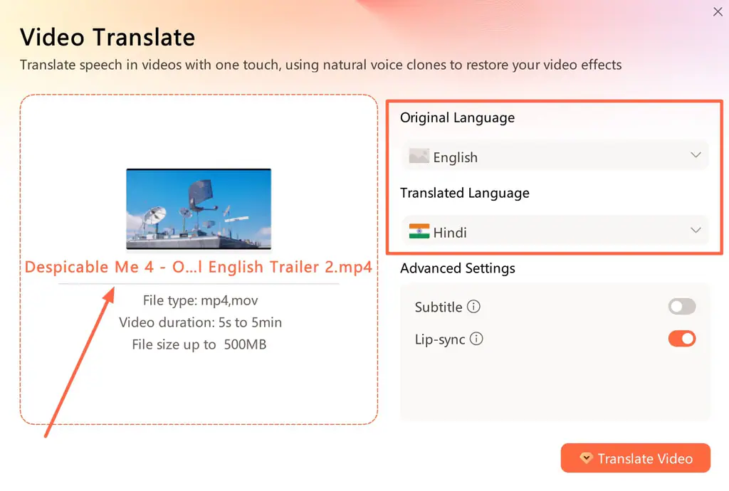 add video and define languages