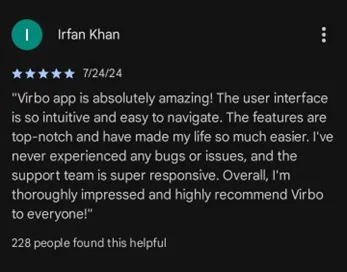  real user review on virbo app