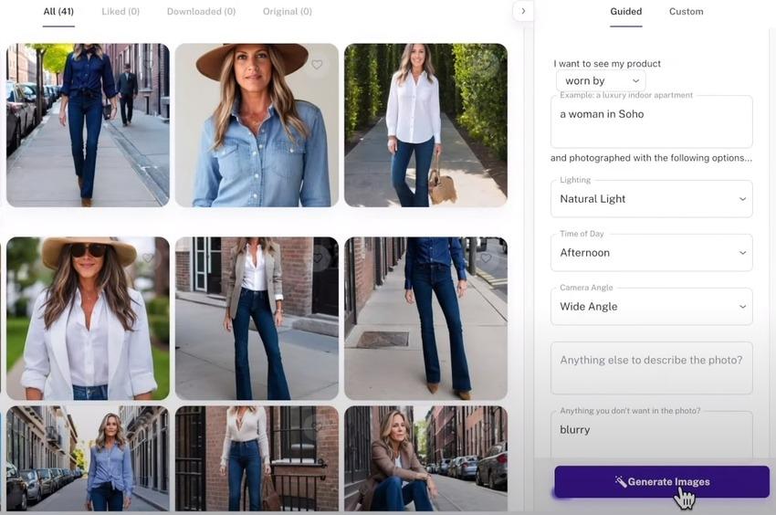 text prompt for ecommerce model photography