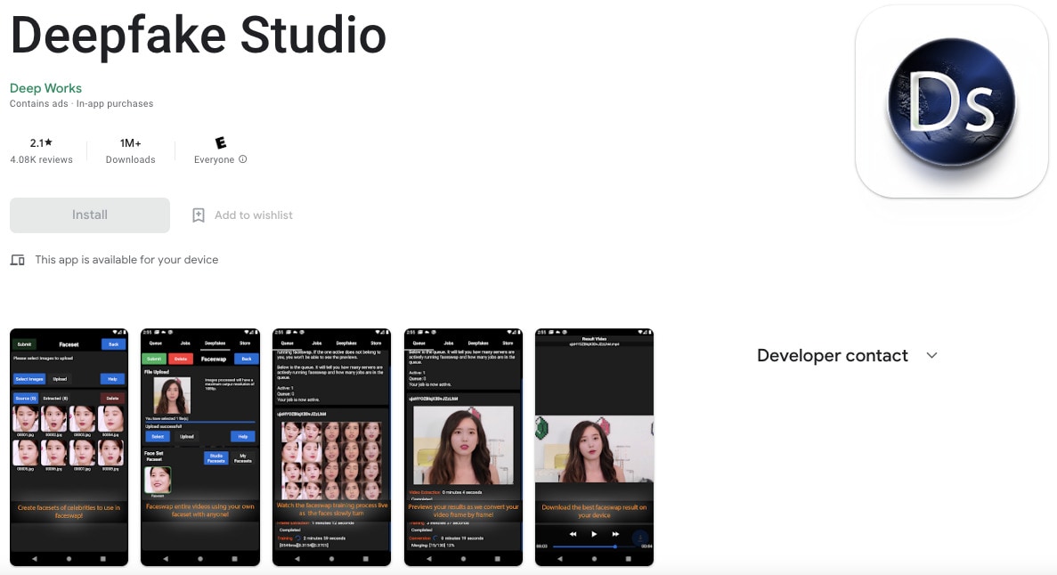 google play deepfake studio mobile app