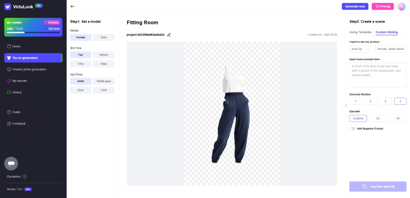 create background for clothing photography via text prompts