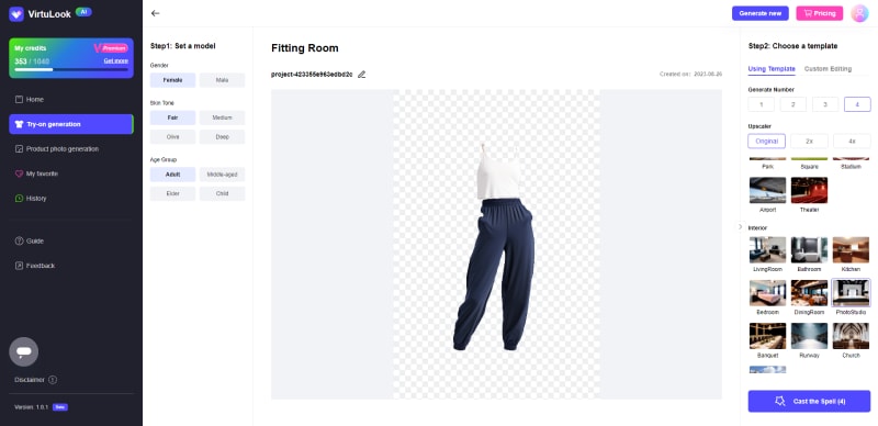 select template background for clothing photography