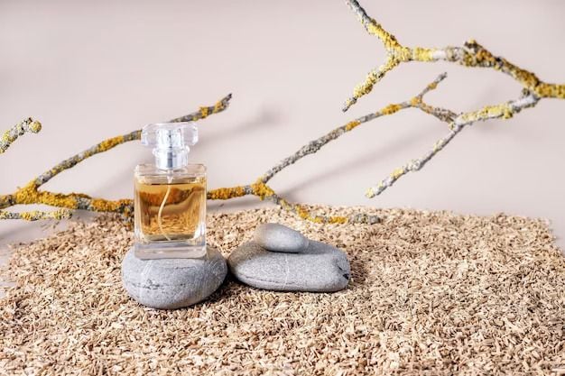 stone and sand background for perfume
