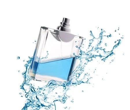perfume with splashing water