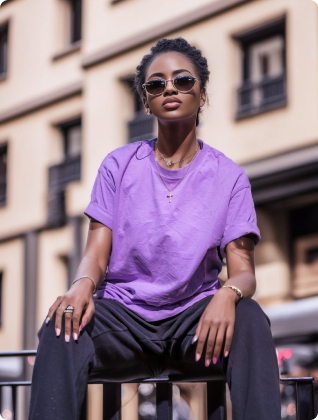 brand photography for a purple top